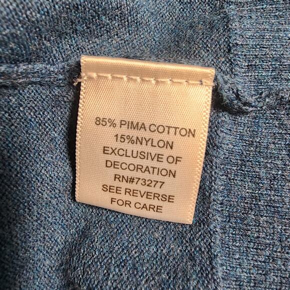 Croft & Barrow Artsy Pima Cotton Cardigan Sz Medium Embroidered Beaded Teal Blue - Picture 5 of 8